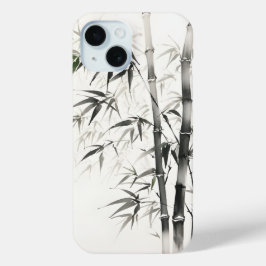 Coque Pour iPhone 15 Peinture à l'encre de bambou