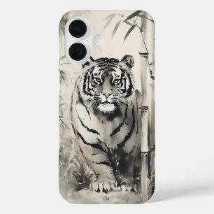 Coques iPhone 16 Peinture à l'encre de bambou de tigre