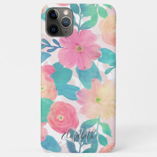 Case-Mate iPhone Case Peinture à main rose bleu florale Fille Design