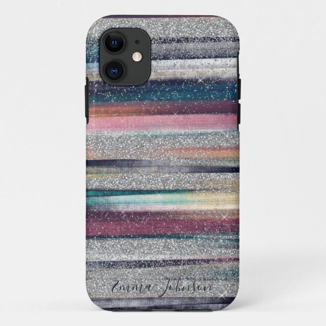 Coques Case-Mate iPhone Peinture à pinceau de Parties scintillant dorée ro (Dos)