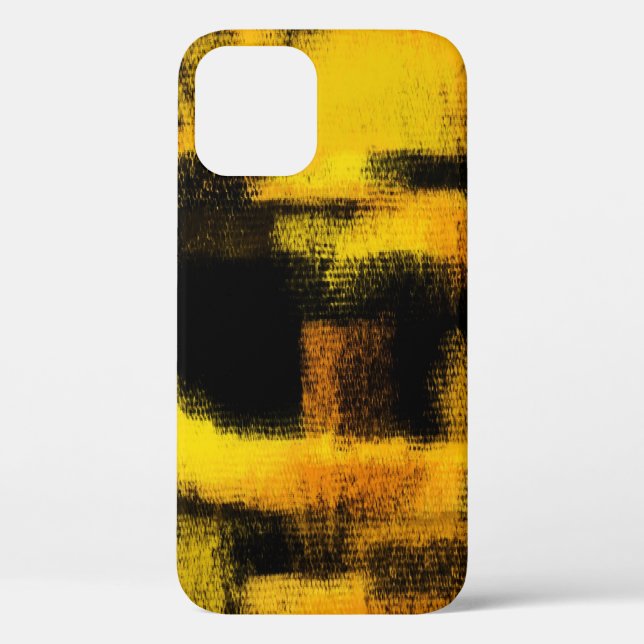 Coques Case-Mate iPhone Peinture Abstraite | Noir et jaune (Verso)