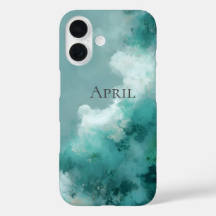Coques iPhone 16 Peinture Abstraite Verte & Blanche