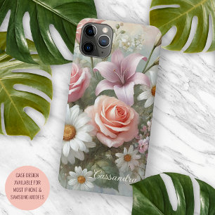 Case-Mate iPhone Case Peinture botanique d'art fin de roses chic et élég