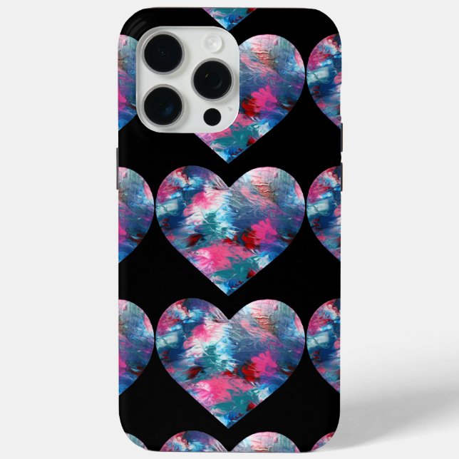 Coques Case-Mate iPhone Peinture cardiaque multicolore sur bois (Verso)