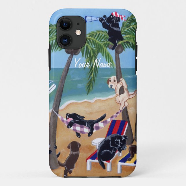 Coques Case-Mate iPhone Peinture de Labradors de vacances d'été (Dos)