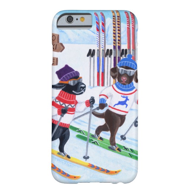 Coques Case-Mate iPhone Peinture de ski nordique de Labradors (Dos)
