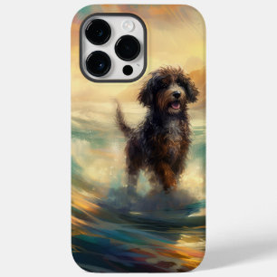 Coque Pour Pour iPhone 14 Pro Max Peinture de surf à la plage de Bernedoodle
