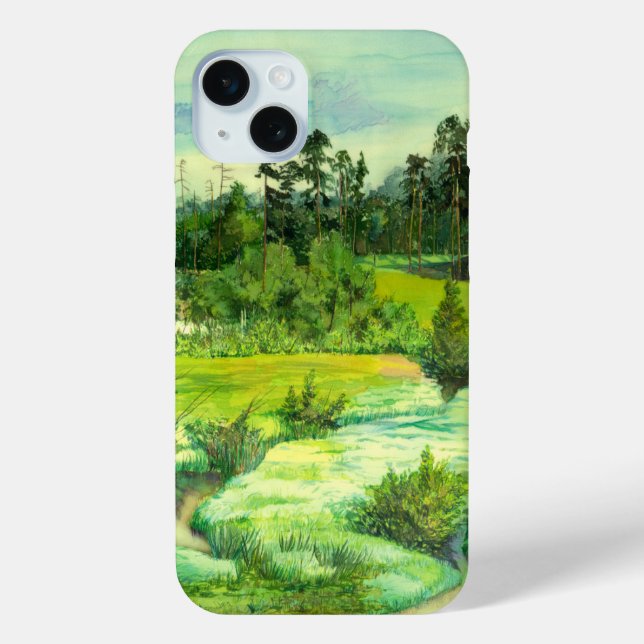 Coques Case-Mate iPhone peinture de vallée verte Aquarelle (Verso)