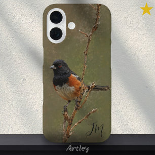 Coques iPhone 16 Peinture d'oiseaux tachés Nom personnalisé Birder