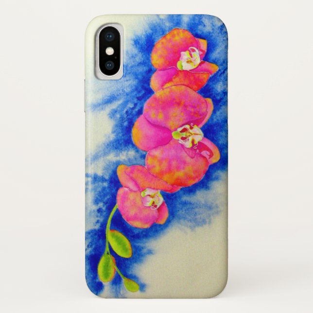 Coques Case-Mate iPhone Peinture d'orchidée romantique orange rose (Dos)