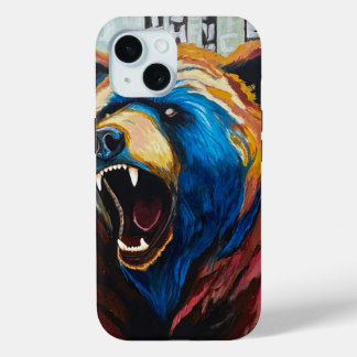 Coque Pour iPhone 15 Peinture d'ours grizzly - Art animalier