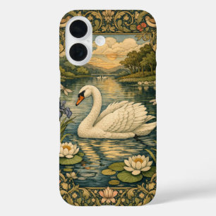 Coques iPhone 16 Peinture élégante vintage aquarelle cygne blanc