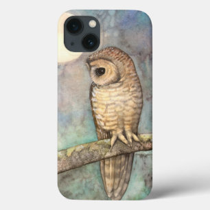 iPhone 13 Case Peinture faunique de hibou tacheté brun