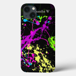 Etui iPhone Case-Mate Peinture fraîche Retro Neon Splatter sur noir