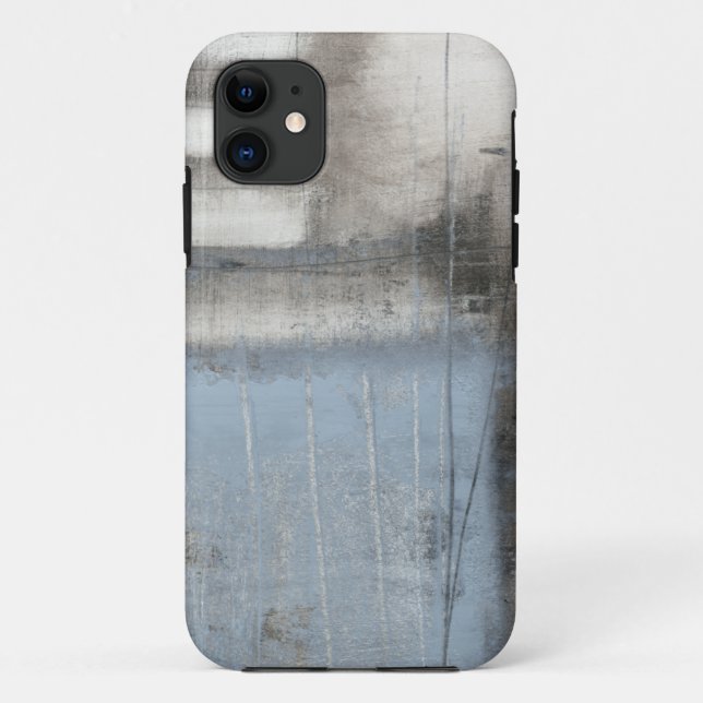 Coques Case-Mate iPhone Peinture grise et bleue abstraite (Dos)