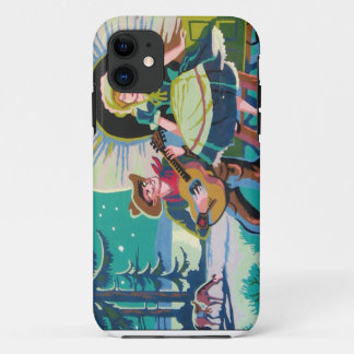 Coque iPhone 11 peinture occidentale de fille de cowboy par le