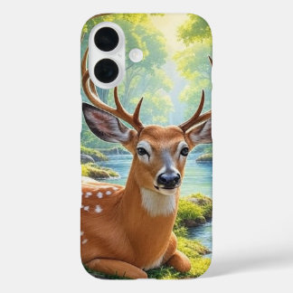 Coques iPhone 16 Peinture sur la forêt de cerfs