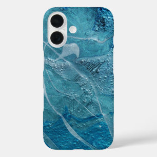 Coques iPhone 16 Peinture turquoise lourde Abstraite
