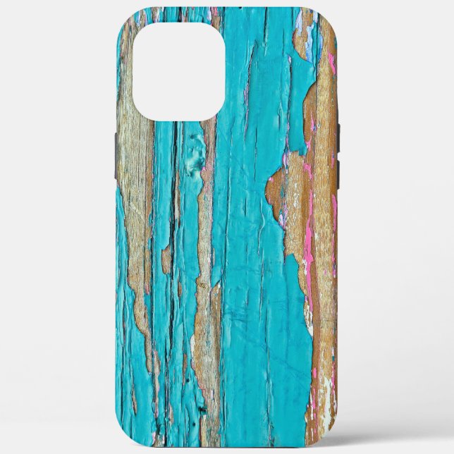 Coques Case-Mate iPhone Peinture Turquoise Sur Bois Patiné (Verso)