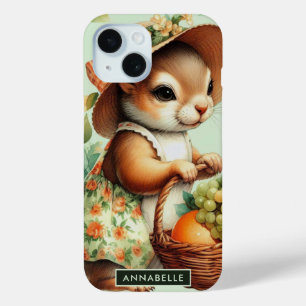 Coque Pour iPhone 15 Peinture vintage d'écureuil