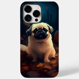 Coque Pour Pour iPhone 14 Pro Max Pékinois d'Halloween avec citrouilles effrayantes