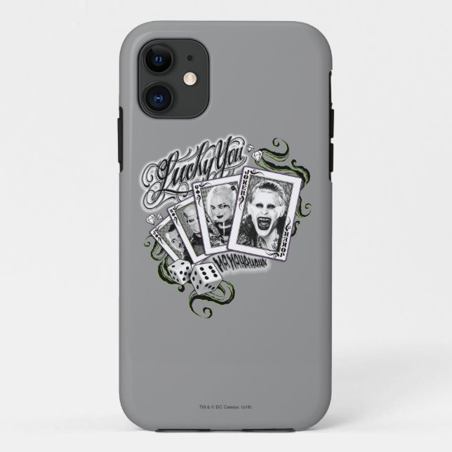 Coques Case-Mate iPhone Peloton de suicide | "chanceux vous" cartes de jeu (Dos)