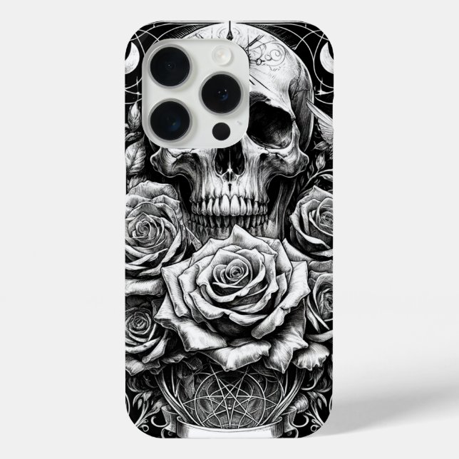 Coques Case-Mate iPhone Pentacle Skeleton Skeleton & Rose Tarot Art (Verso)