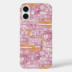 Coques iPhone 16 Plus Penzance toile fuchsia clémentine