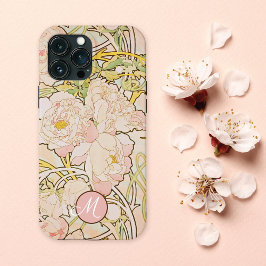 Case-Mate iPhone Case Peony rose Alphonse Mucha Monogramme