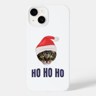 Coque Pour iPhone 14 Père Noël Chat avec Santa hat, Ho Ho ho Squa d'inv