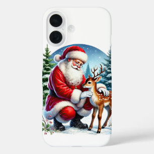 Coques iPhone 16 Père Noël de Noël festif et cerf 