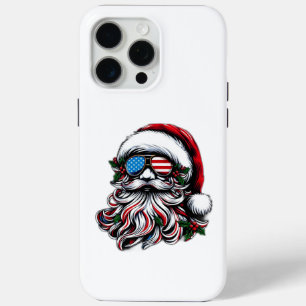 Coque iPhone 15 Pro Max Père Noël de Noël Patriotique/Américaine