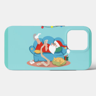 Case-Mate iPhone Case Père Noël sur le canapé en pyjama