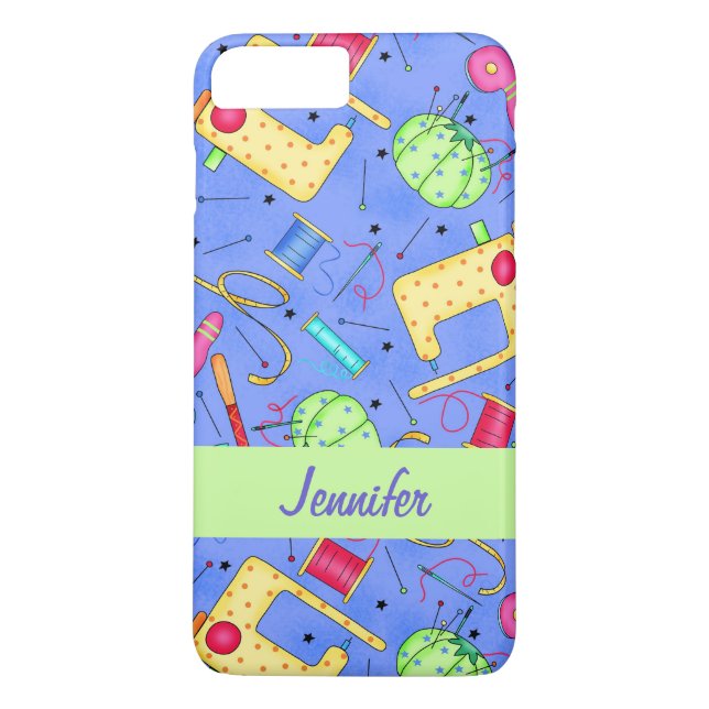 Coques Case-Mate iPhone Périwinkle Blue Sewing Notions Nom Personnalisé (Dos)