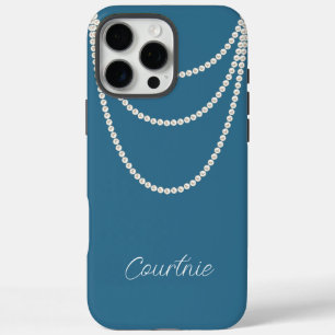 Coques iPhone 16 Pro Max Perles Bleues Bleues