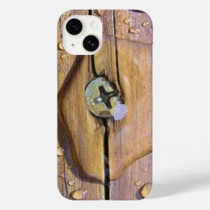 Coques Pour iPhone Perles d'eau sur le bois près photo