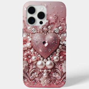 Coque iPhone 15 Pro Max Perles dorées modernes élégantes mignonnes pour la