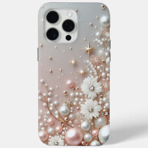 Coque iPhone 15 Pro Max Perles dorées modernes élégantes mignonnes pour la