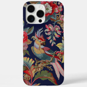 Coques iPhone 16 Pro Max Perroquet de Cockatoo antique aux fleurs