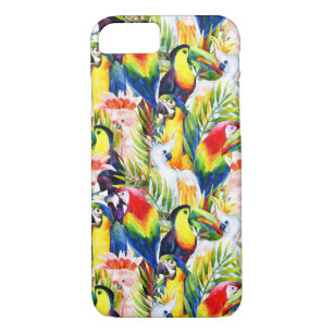 Coque iPhone 7 Perroquets Et Feuilles De Palmiers