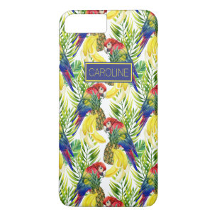 Coque iPhone 8 Plus/7 Plus Perroquets Et Fruits Tropicaux  Ajouter votre nom