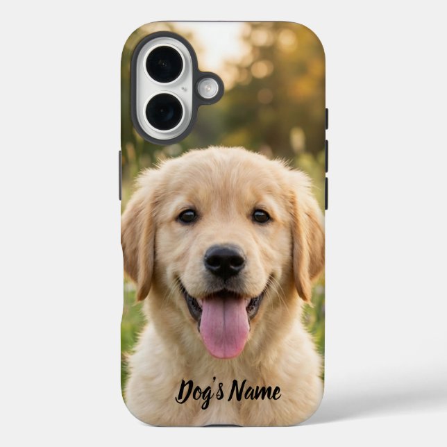 Coques Case-Mate iPhone Personalized Golden Retriever Photo and Name  (Verso)