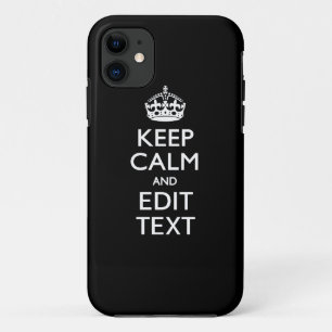 Coques Pour iPhone Personalized KEEP CALM Have Your Text on Black