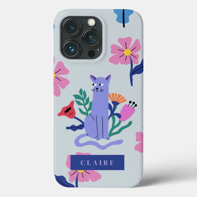Coques Case-Mate iPhone Personnalisable Blue Russian Cat & Matisse Flowers (Verso)