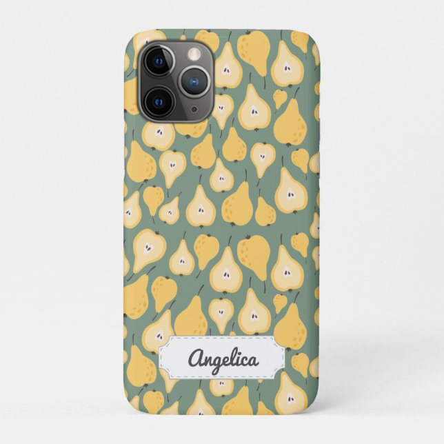 Coques Case-Mate iPhone Personnalisable Yellow Pear Motif sans couture (Dos)