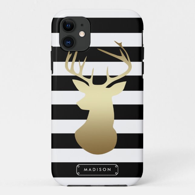 Coques Case-Mate iPhone Personnalisation des bandes noires et blanches de  (Dos)