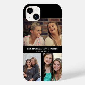 Coque Pour iPhone 14 Plus Personnalisé 3 sections Famille Photo Collage Blac