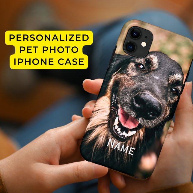 Coques Case-Mate iPhone Personnalisé Animaux de compagnie Photo Chien Nom  (Créateur téléchargé)