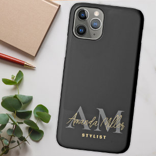 Case-Mate iPhone Case Personnalisé Avec Le Nom Black Gold Moderne Monogr