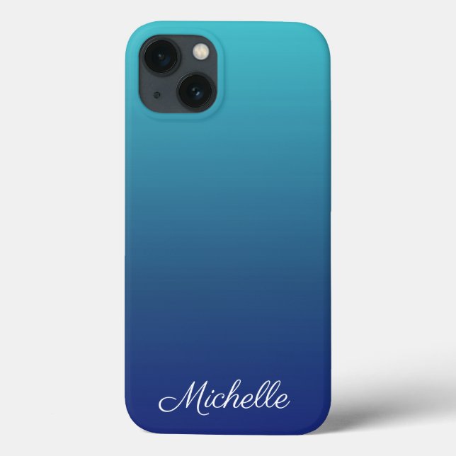 Coques Case-Mate iPhone Personnalisé bleu ombre dégradé Coque-Mate iPhone (Verso)